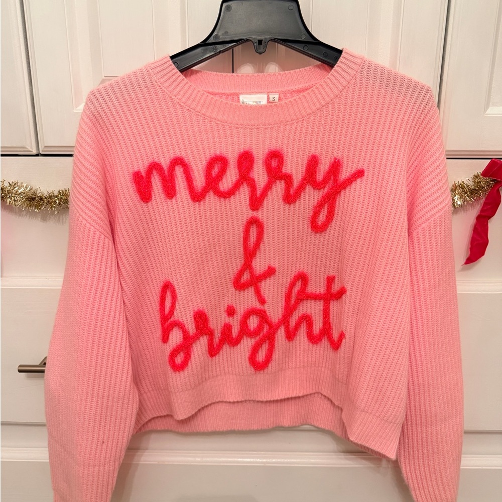 QUEEN OF SPARKLES Pink 'Merry & Bright' Sweater